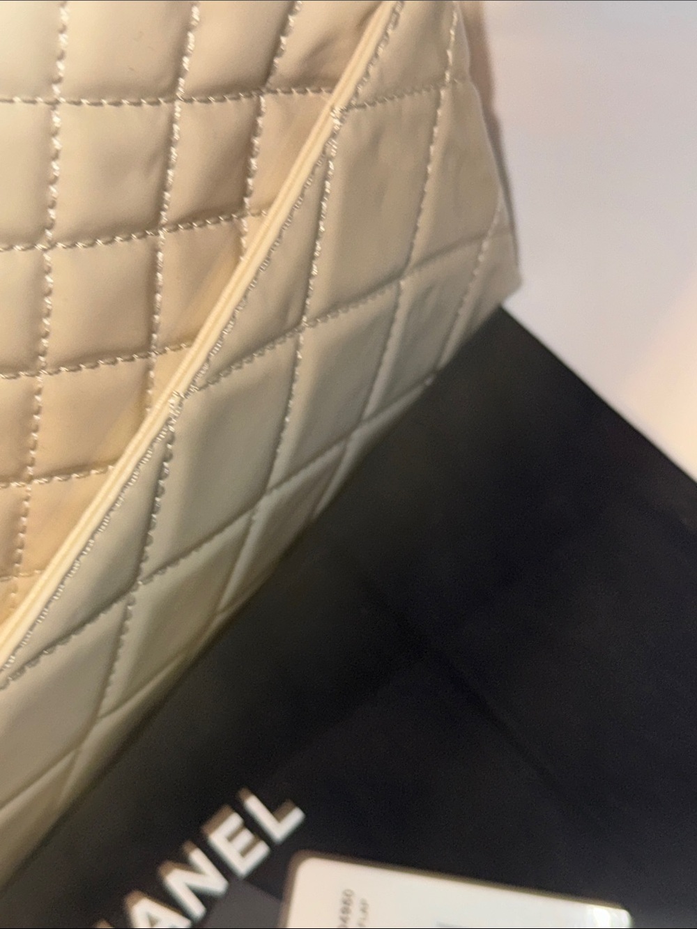 CHANEL Quilted Lambskin Shoulder Bag in Beige with Silver Hardware - Picture 12 of 14